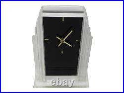 VAN TEAL Lucite Acrylic Art Deco Style Clock Original Label Circa 1980's WORKS