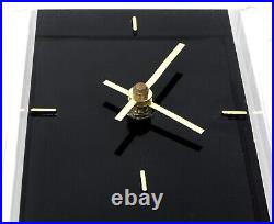 VAN TEAL Lucite Acrylic Art Deco Style Clock Original Label Circa 1980's WORKS