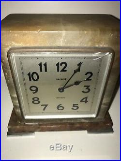 VERY STYLISH ORIGINAL 1930s FRENCH BAYARD ART DECO MARBLE MANTLE 8 DAY CLOCK