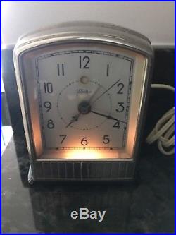 VINTAGE 1930s WARREN TELECHRON GE ART DECO LIGHTED ELECTRIC CLOCK MODEL 711