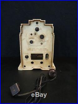 VINTAGE 30s ANTIQUE TELECHRON BRASS & IVORY BAKELITE OLD ELECTRIC ART DECO CLOCK