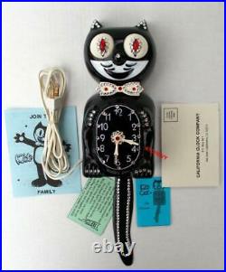 VINTAGE 60s BLACK ELECTRIC-KIT CAT KLOCK-KAT CLOCK-ORIGINAL MOTOR REBUILT-WORKS