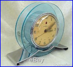 Vintage Art Deco Chrome G-e / Telechron Model 3h160 Rapture Clock