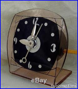 Vintage Art Deco Crystal Bent Fyrart Glass Clock