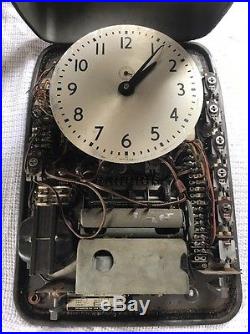 VINTAGE ART DECO Industrial IBM Clock in Metal Case withKey Model 91-9 Masterclock