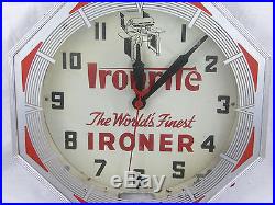 Vintage Art Deco Neon Ironrite Advertsing Ironer Lighted Sign Clock Parts Repair