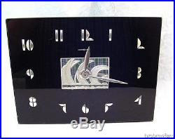 Vintage Art Deco Telechron / G -e Black Glass Mirage Clock