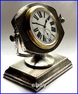 VINTAGE DENNISON ART DECO Solid Silver DESK CASED CLOCK 1930 Swiss movement runs