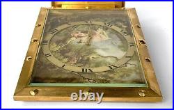 VINTAGE-LUXOR-GILT BRONZE-FRENCH SILK-THE SWING by FRAGONARD-SWISS CLOCK-WORKING