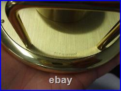 VINTAGE TIFFANY & CO ROUND BRASS STANDING SHELF MANTLE CLOCK with ROMAN NUMERALS