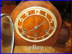 VINTAGE TRULY ART DECO FOREIGN German 8-Day Oak Mantel Clock WithWesminster Chimes