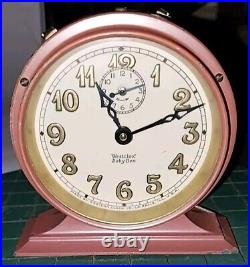 VTG'30s Art Deco WESTCLOX Pink Baby Ben Wind-up Alarm Clock Working Perfectly