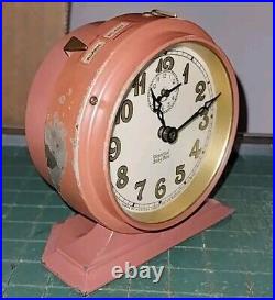 VTG'30s Art Deco WESTCLOX Pink Baby Ben Wind-up Alarm Clock Working Perfectly