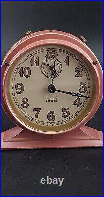 VTG'30s Art Deco WESTCLOX Pink Baby Ben Wind-up Alarm Clock Working Perfectly