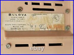 VTG Bulova Pink Art Deco Clock Radio Model 190 Series Hollywood Regency USA READ