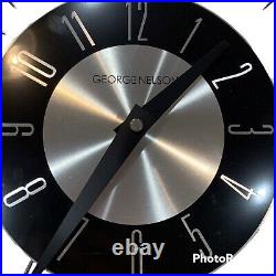 VTG George Nelson Starburst Clock Espresso Diamond Tip Spokes Knobs Quartz 20 In