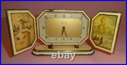VTG ISOMAX GERMANY ART DECO METAL TABLE CLOCK WATCH with OPENING SIDES 1930's
