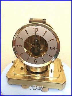 VTG MasterCrafters Glass Clock Electric Model 308 USA Atmos Style Art Deco Brass
