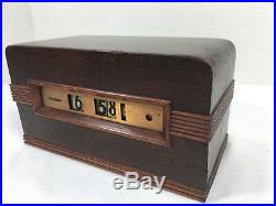 VTG Telechron 8B09 Wood Art Deco Electric Cyclometer Flip Roll Clock 1930s 40s