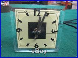 Very Cool Waltham Watch Co Art Deco Glass Clock Nice Condition