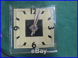 Very Cool Waltham Watch Co Art Deco Glass Clock Nice Condition