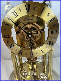 Very Nice Working Elgin Granville E49 Brass Glass 400 Day Anniversary Dome Clock