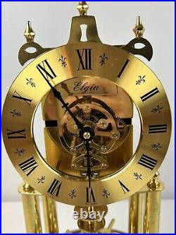 Very Nice Working Elgin Granville E49 Brass Glass 400 Day Anniversary Dome Clock