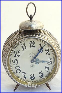 Very Rare Large 29 cm Antique Junghans Germany Alarm Clock 12'' Art Deco