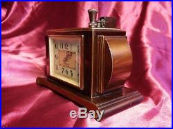 Very Rare Vintage Ronson Touch Tip 8 Day Mantle Clock / Desk Lighter Art Deco