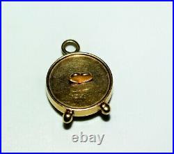 Vintage 14K Gold Charm Movable Alarm Clock Art Deco 1930s-1950s MCM