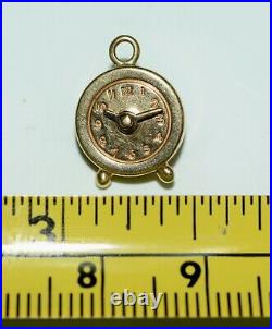 Vintage 14K Gold Charm Movable Alarm Clock Art Deco 1930s-1950s MCM