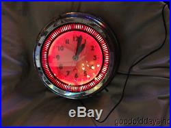 Vintage 16 Art Deco Neon Spinner Clock from Chicago