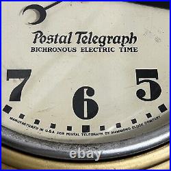 Vintage 1930's Art Deco Hammond Clock Postal Telegraph Bichronous Electric Time
