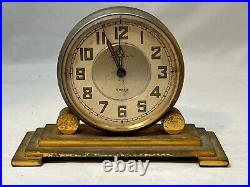 Vintage 1930's Art Deco Waltham 8 Day Brass Partners Desk Clock