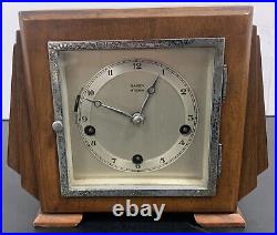 Vintage 1930's Baker Wigan Mantle Clock Art Deco Wood Case Untested Parts Repair