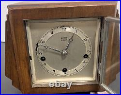 Vintage 1930's Baker Wigan Mantle Clock Art Deco Wood Case Untested Parts Repair