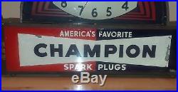 Vintage 1930's Champion Spark Plugs Clock-light (art Deco)