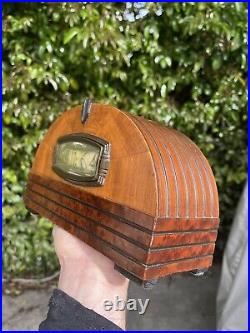 Vintage 1930's Rare Pennwood Flip Dial Clock Art Deco Wood Case # 1364 Mercury