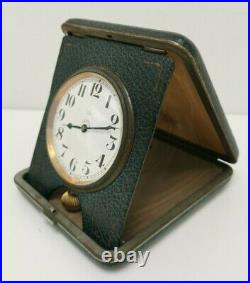 Vintage 1930s Art Deco Desk Travel Goliath 8 Day Pocket Watch Clock Brevet 55236
