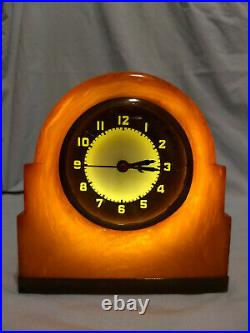 Vintage 1930s Art Deco Lackner Neon Glo Dulcy Catalin Clock