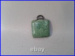 Vintage 1930s Art Deco Sterling Silver Shagreen Clamshell Purse Travelling Clock