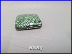 Vintage 1930s Art Deco Sterling Silver Shagreen Clamshell Purse Travelling Clock