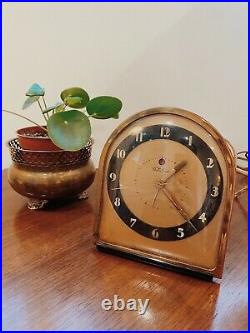Vintage 1930s Art Deco TELECHRON Electric Alarm Clock. RARE! Made in USA 7F75