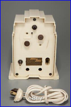 Vintage 1930s Art Deco Telechron Model 700 Electrolarm Clock in Ivory Bakelite