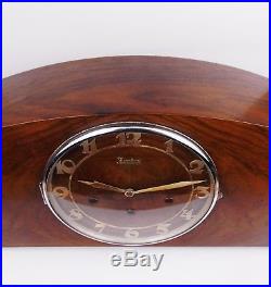 Vintage 1930s JUNGHANS Art Deco Wooden Mantel Clock 1/4 Chiming Mechanical