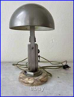 Vintage 1930s MOFEM Art Deco Chrome Table Lamp w Alarm Clock Hungarian