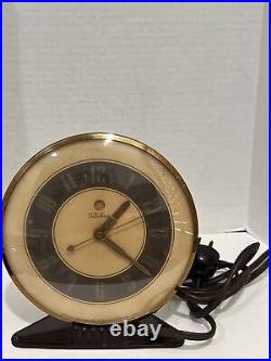 Vintage 1939 TELECHRON Art Deco Model 5H57 SVAVE Tan/Brown Dial Tested & Working