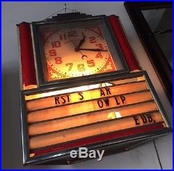 Vintage 1940's Art Deco Advertising Light Up Clock By Durable Sign Co