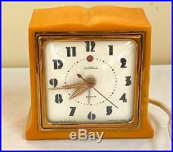 Vintage 1940's Telechron 7h101 The Imp Butterscotch Catalin Art Deco Alarm Clock