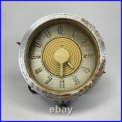 Vintage 1940s Ford Super Deluxe In Dash Clock 1947 1948 Art Deco Chrome Gauge